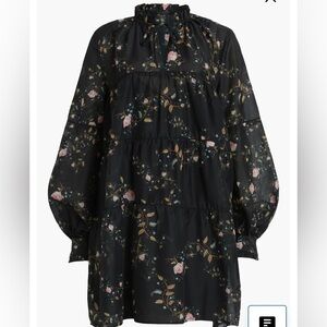 Allsaints Floral Sheer Black Dress